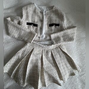 SHEIN White and Cream Tweed Dress